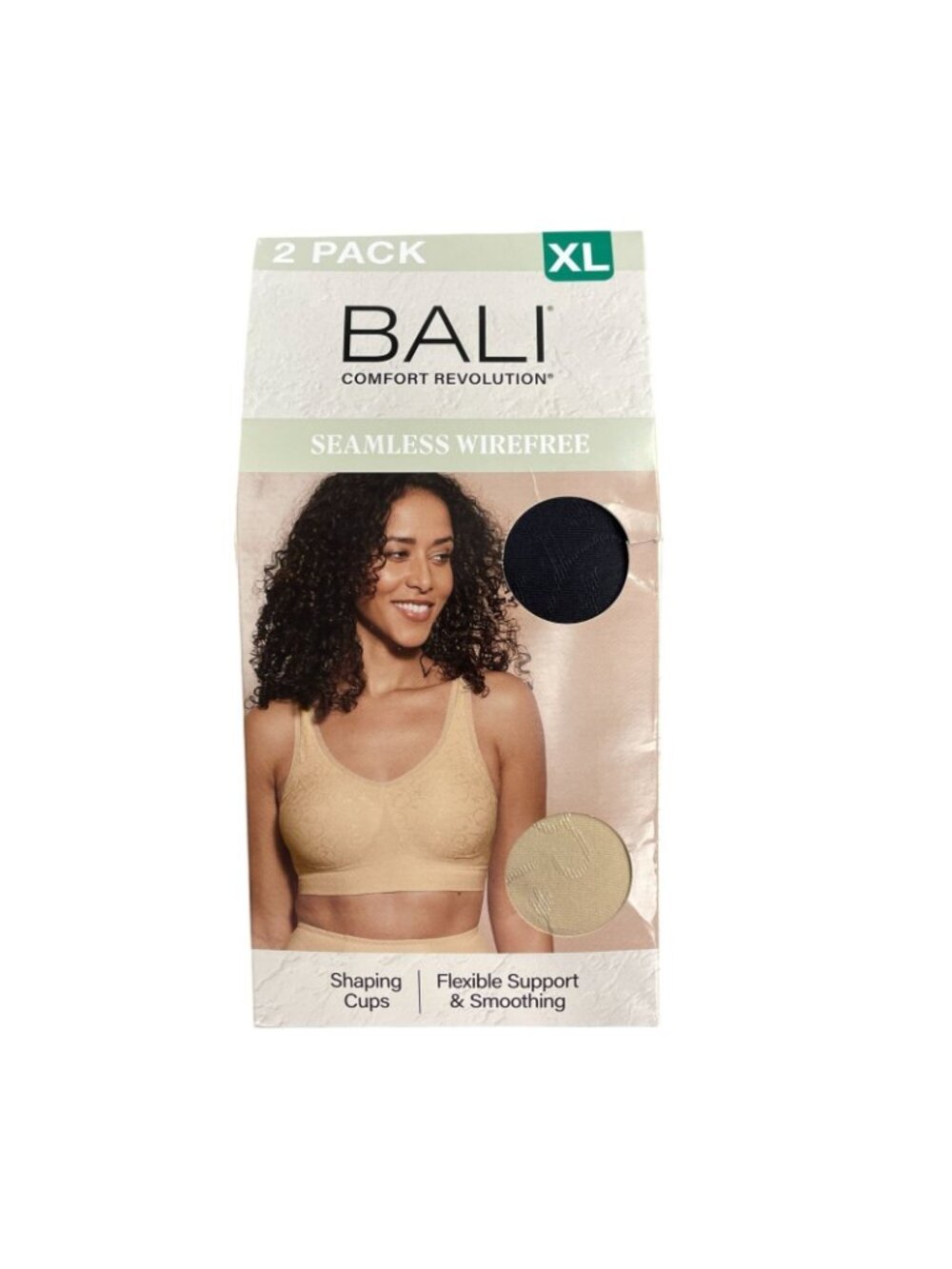 NWT Bali Bra 2-Pack Women's XL Black & Nude Wirefree Seamless B0489 - Picture 5 of 8